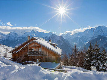 montagne neige chalet